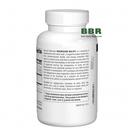 Magnesium Malate 360 Tabs, Source Naturals