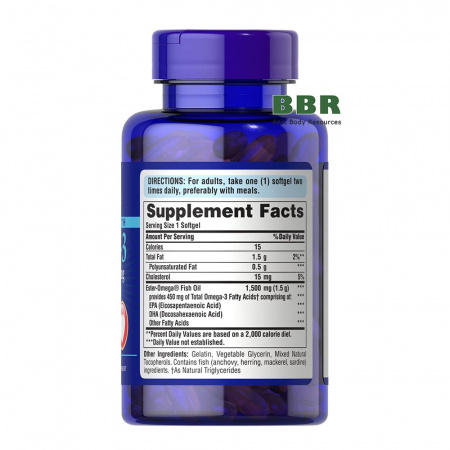 Extra Strength Fish Oil 1500mg (450mg Omega 3) 60 Softgels, Puritans Pride Extra Strength Fish Oil 1500mg (450mg Omega 3) 60 Softgels, Puritans Pride