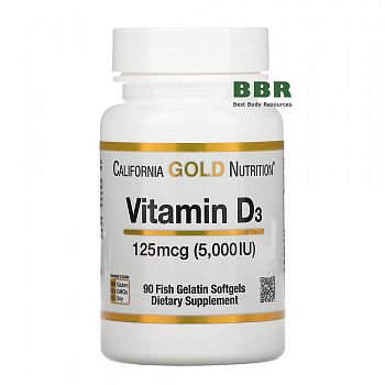Vitamin D3 5000iu 90 Fish Softgels, California GOLD Nutrition