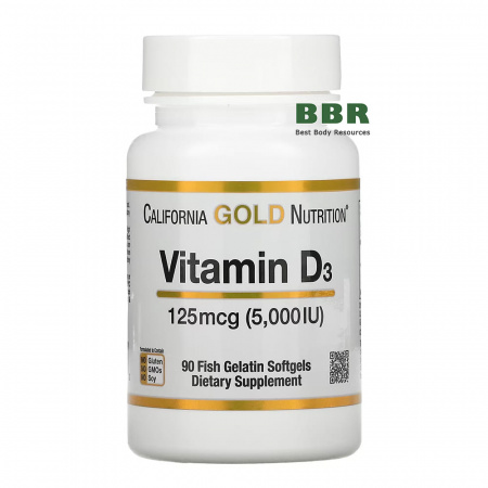 Vitamin D3 5000iu 90 Fish Softgels, California GOLD Nutrition