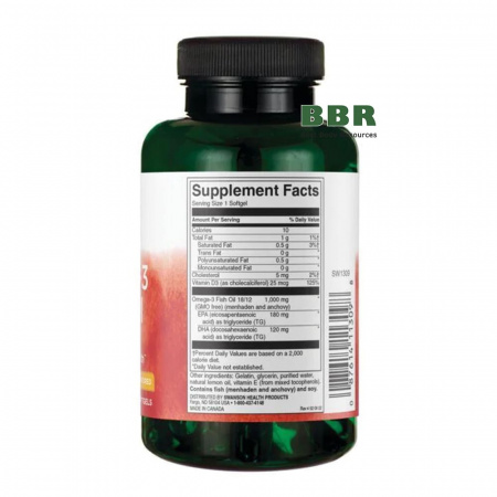 Omega 3 Fish Oil With Vitamin D3 60 Softgels, Swanson