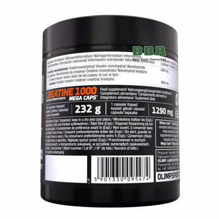 Creatine Mega Caps 1000mg 180 Caps, Olimp