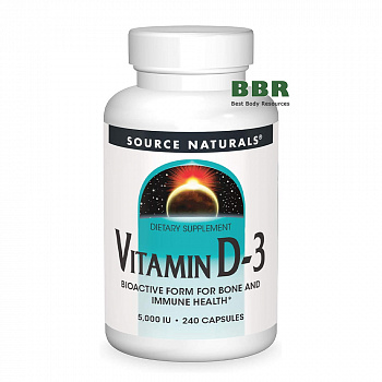 Vitamin D-3 5000iu 240 Caps, Source Naturals