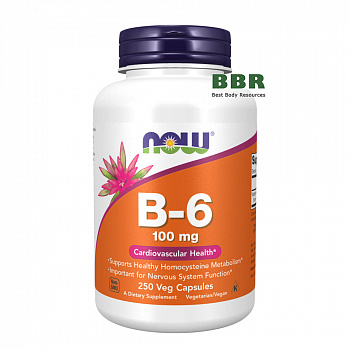 Vitamin B-6 100mg 250 Veg Caps, NOW Foods