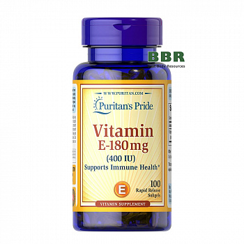 Vitamin E-180mg 400iu 100 Softgels, Puritans Pride
