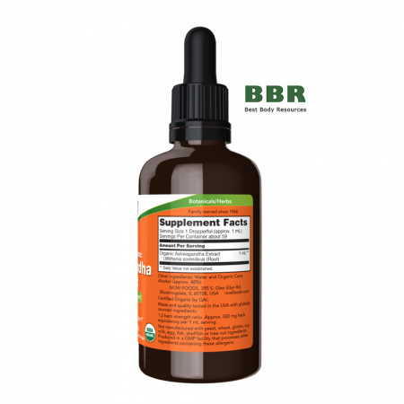 Certified Organic Ashwagandha Extract 59ml, NOW Foods