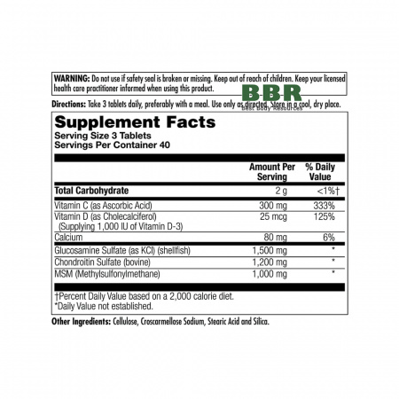 Glucosamine Chondroitin MSM D3 120 Tabs, KAL