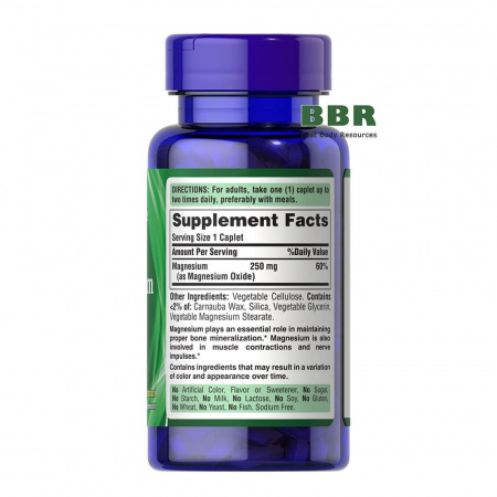 Magnesium 250mg 100 Tabs, Puritans Pride