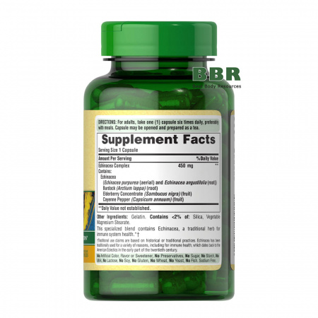 Echinacea Complex 450mg 100 Caps, Puritans Pride
