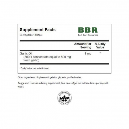 Garlic Oil Concentrate 500mg 250 Softgels, Swanson