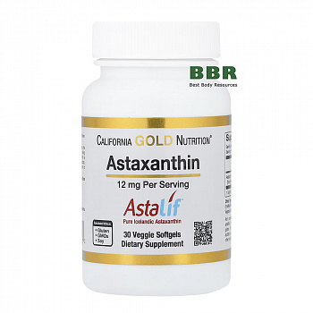 Astaxanthin 12mg 30 Veg Softgels, California GOLD Nutrition