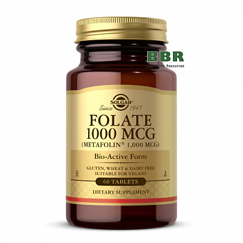 Folate 1000mcg 60 Tabs, Solgar