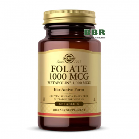 Folate 1000mcg 60 Tabs, Solgar