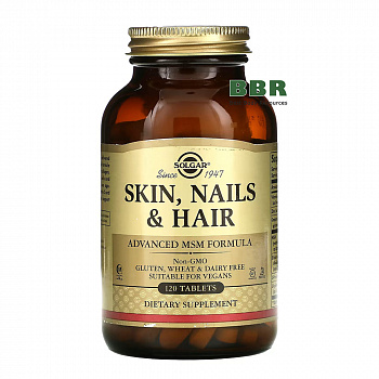 Skin, Nails & Hair, Advanced MSM Formula 120 Tabs, Solgar