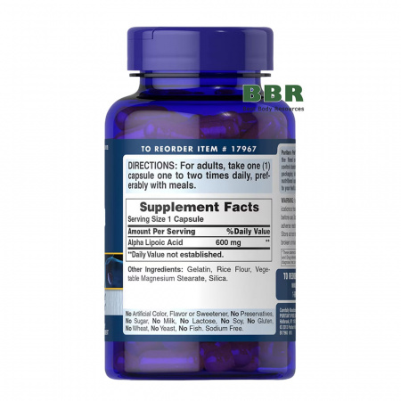 Alpha Lipoic Acid 600mg 120 Caps, Puritans Pride