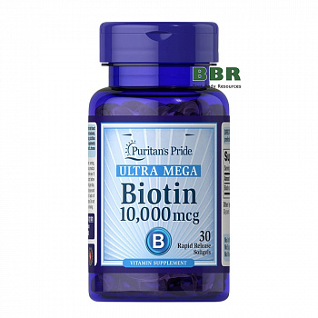 Biotin 10000mcg 30 Softgels, Puritan`s Pride