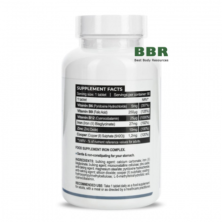 Iron 27mg Complex 90 Tabs, Progress Nutrition