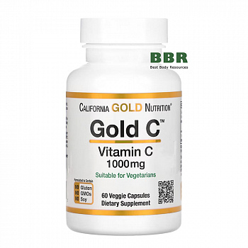 Gold Vitamin C 1000mg 60 Veg Caps, California GOLD Nutrition