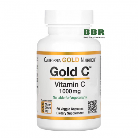 Gold Vitamin C 1000mg 60 Veg Caps, California GOLD Nutrition