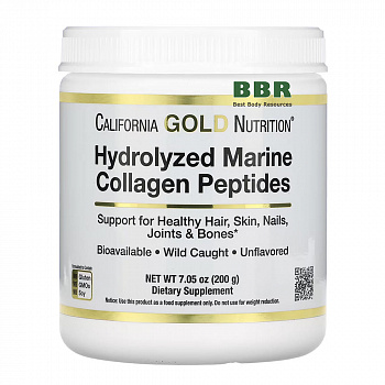 Hydrolyzed Marine Collagen Peptides 200g, California GOLD Nutrition