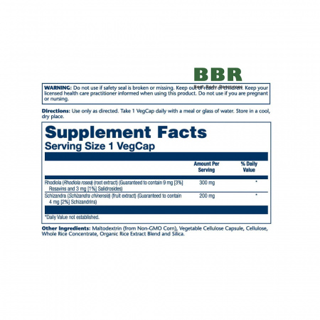 Vital Extracts Rhodiola Schizandra 500mg 60 Veg Caps, Solaray