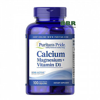 Calcium Magnesium + Vitamin D3 100 Caps, Puritans Pride