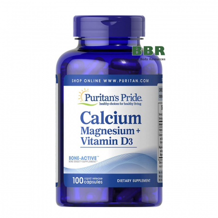 Calcium Magnesium + Vitamin D3 100 Caps, Puritans Pride