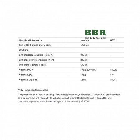 Gold Omega 3 65% D3 + K2 30 Softgels, Olimp