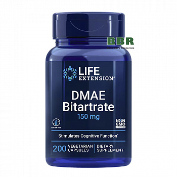 DMAE Bitartrate 150mg 200 Veg Caps, Life Extension