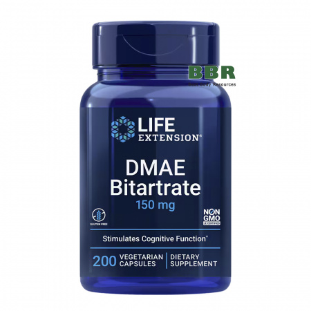 DMAE Bitartrate 150mg 200 Veg Caps, Life Extension