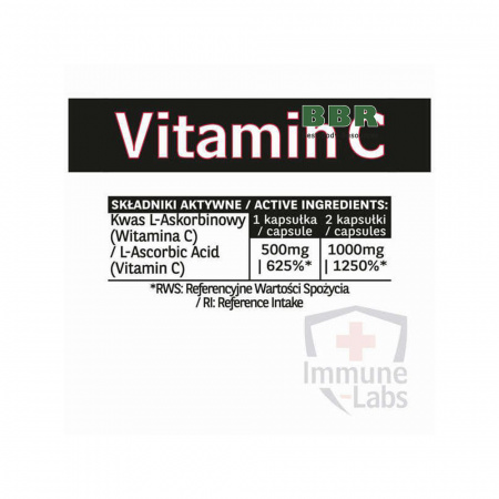 Vitamin C 500mg 150 Caps, Immune Labs