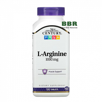 L-Arginine 1000mg 100 Tabs, 21st Century