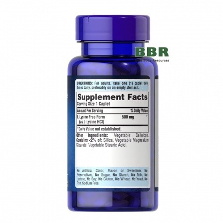 L-Lysine 500mg 100 Tabs, Puritans Pride