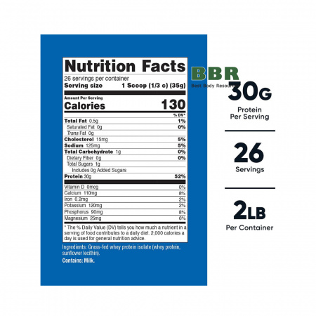 Grass-Fed Whey Protein Isolate 907g, Nutricost