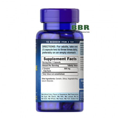 L-Tyrosine 500mg 100 Caps, Puritans Pride 