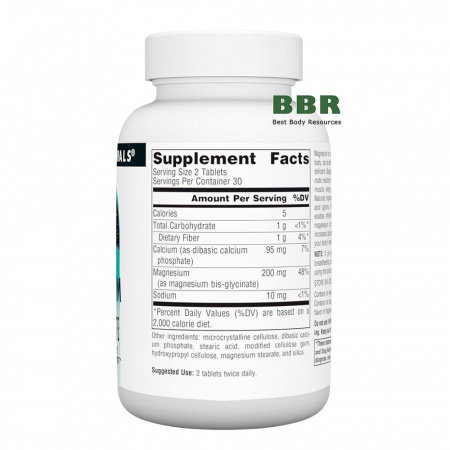 Magnesium Glycinate 60 Tabs, Source Naturals
