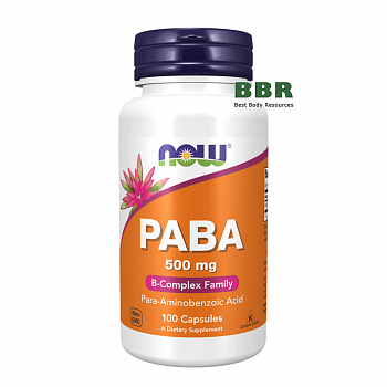 PABA 500mg 100 Caps, NOW Foods