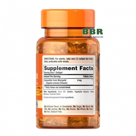 Zeaxanthin 4mg 60 Softgels, Puritans Pride