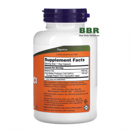 Betaine HCL 120 Veg Caps, NOW Foods