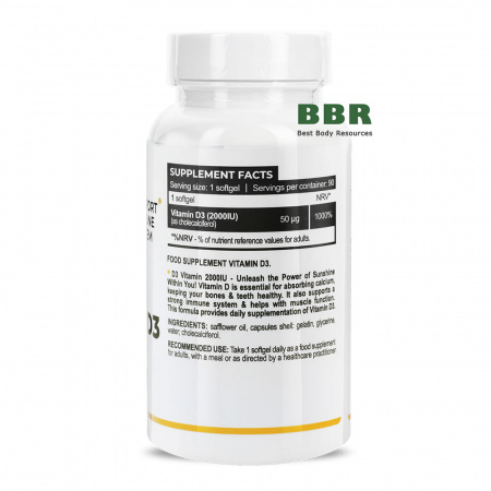 Vitamin D3 2000iu 90 Softgels, Progress Nutrition