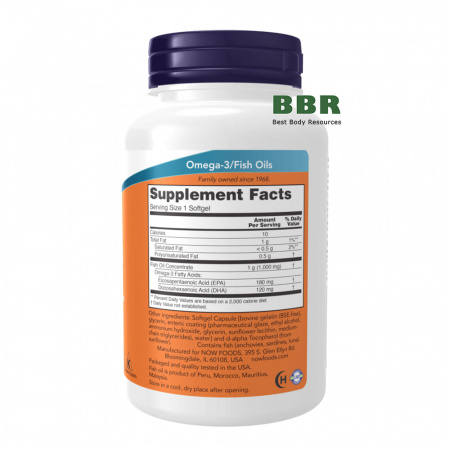 Omega 3 180 Enteric Softgels, NOW Foods