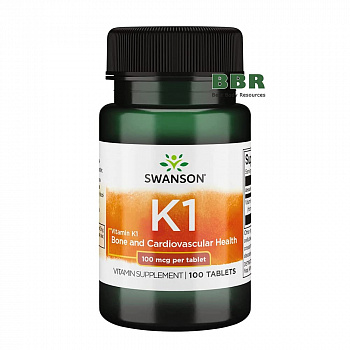 Vitamin K1 100mcg 100 Tabs, Swanson
