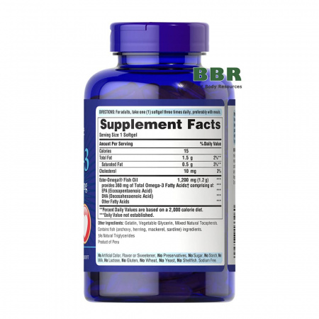 Omega 3 Fish Oil 1200mg 100 Softgels, Puritans Pride