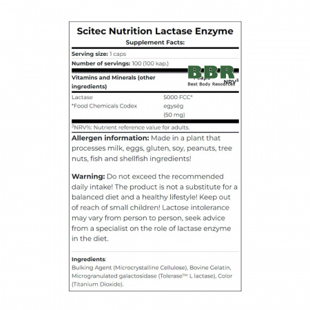 Lactase Enzyme 100 Caps, Scitec Nutrition
