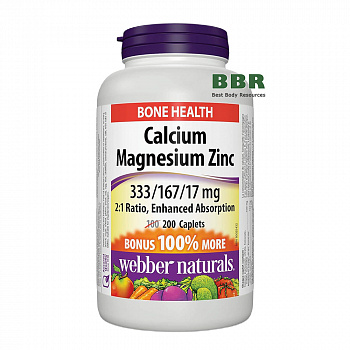 Calcium Magnesium Zinc 200 Tabs, Webber Naturals