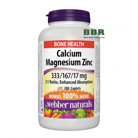 Calcium Magnesium Zinc 200 Tabs, Webber Naturals
