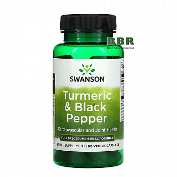 Turmeric 600mg & Black Pepper 5mg 60 Veg Caps, Swanson