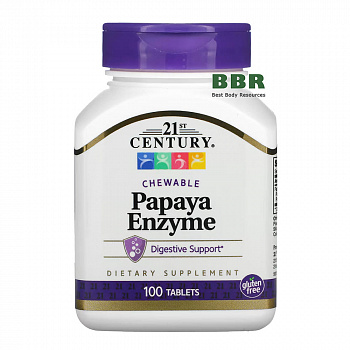 Papaya Enzyme 100 Tabs, 21st Century
