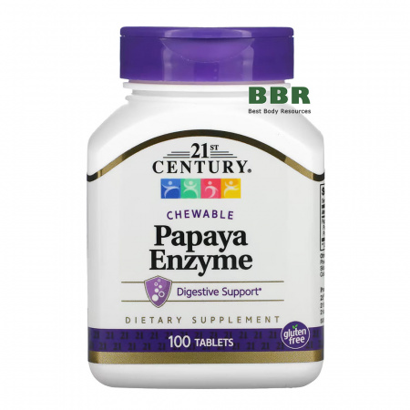 Papaya Enzyme 100 Tabs, 21st Century