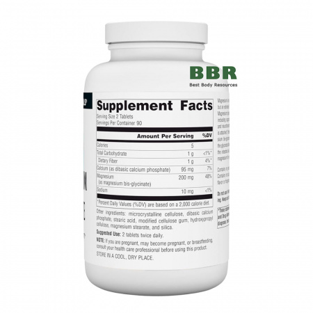 Magnesium Glycinate 180 Tabs, Source Naturals